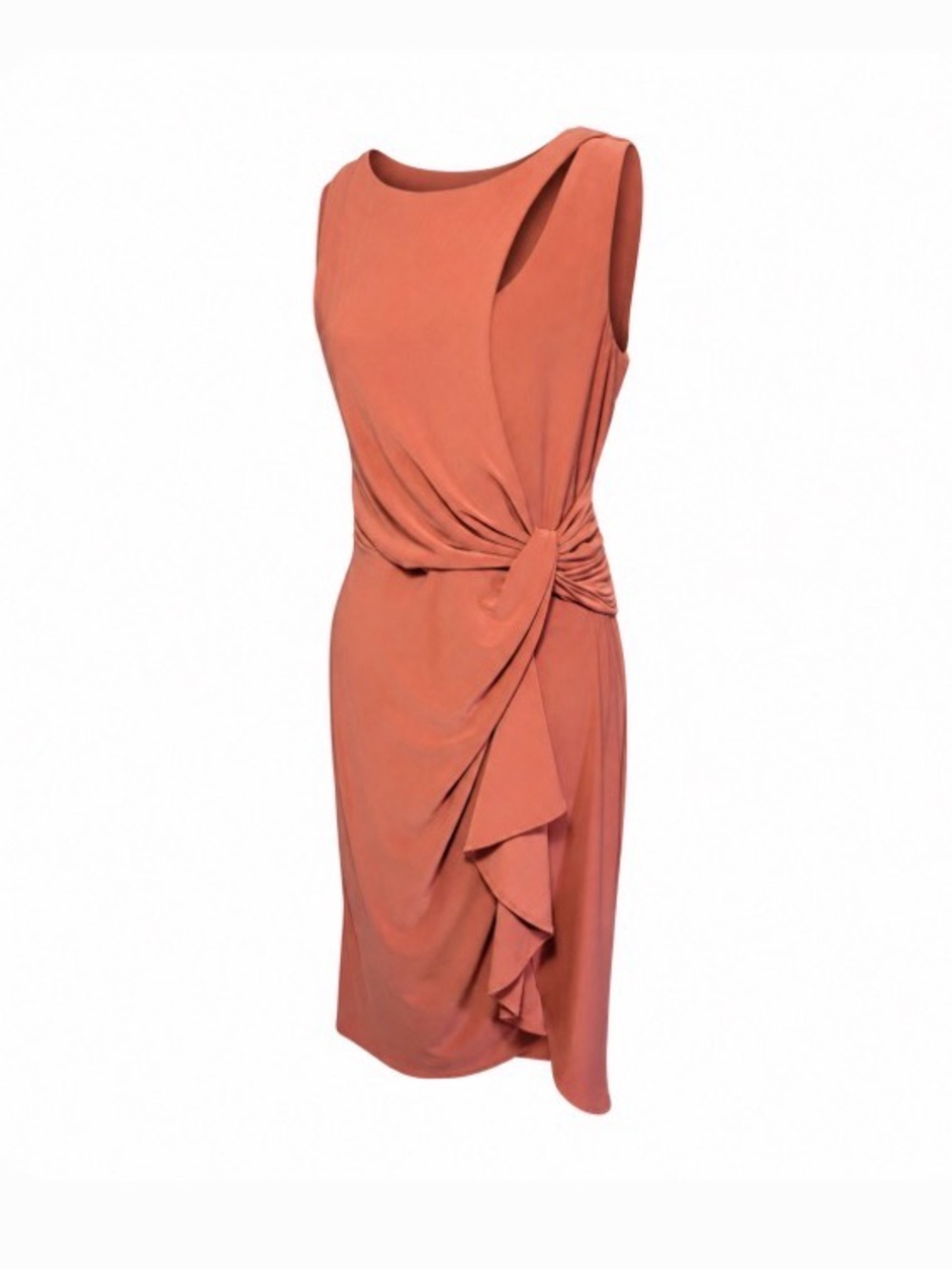 Wrapper Coral Knot-Detail Midi Dress